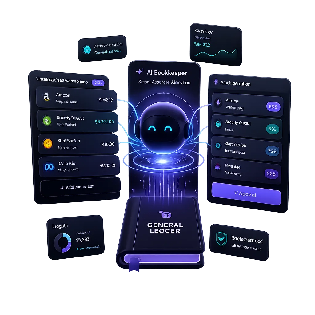 AI bookkeeper sorting transactions into the general ledger