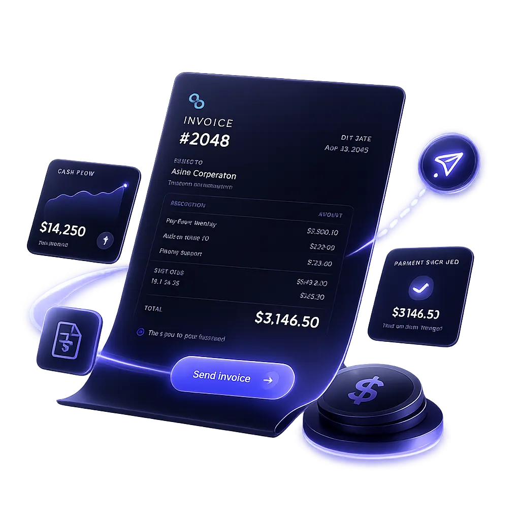 Polished invoice with a secure payment link ready to send
